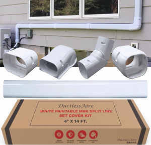 lot 19502 image: Mini Split Line Set Cover Kit - Paintable Mini Split Cover for Air Conditioner and Mini Split ACHeating System - Weather Resistant Protection - Easy to Install (White, 4 x 14 ft.) - Retail $49