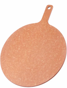 lot 19504 image: Pizza board 20X16Round Cutting Board Cutting Boards Wood For Kitchen with Handle Pizza Peel - Retail $39