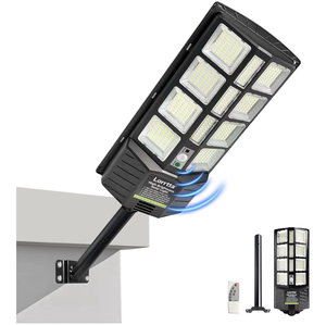 lot 19505 image: Solar Lights Outdoor Waterproof, 22 Inch Solar Street Light with 380 Ultra Bright 5730 LED, Dusk to Dawn Light with Remote Control, IP65 Motion Lights for Outside, Parking Lot, Security - Retail $79