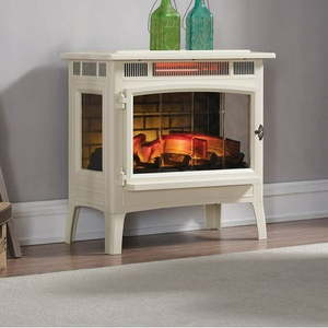 lot 19509 image: Duraflame 3D 24  W x 23.4  H x 12.9  D 34.1lb Infrared Electric Fireplace Stove - Cream - Retail $259