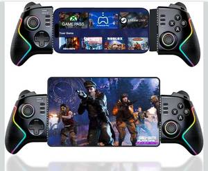 lot 19533 image: Megadream Phone Controller for iPadTablet (Up to 13in), iPhone Controller Android Gaming Gamepad Joystick with Hall Effect JoysticksTriggerMacroTurboRGB Light, XboxPS5PS4PC Streaming, Cloud Game - Retail $49