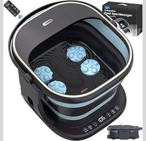 lot 19537 image: Collapsible Foot Spa Bath Massager with Heat, 95-115°F Precise Temp Control, Motorized Massage Rollers, Heated Foot Bath Soak Tub, Fits up to US Men��s Size 11  Women��s Size 12.5 - Retail $99