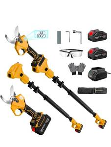 lot 19543 image: 2-in-1 Pole Pruning Shears, 1.6 Cutting Diameter Cordless Electric Pole Pruners - Brushless Motor, 2x4.0Ah Batteries, Extra SK5 Blade, 4 Modes Adjustable Branch Cutter for Garden & Flower (Yellow) - Retail $109