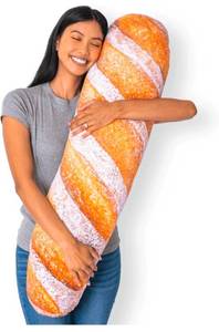 lot 19561 image: 42 3D Rustic Baguette Throw Pillow - Made with Soft & Ultra Premium Fabric - Cute, Comfortable, Plush, Stuffed French Bread Loaf Body Cushion for Home Decor - Best Funny Gift - X-Large - Retail $43