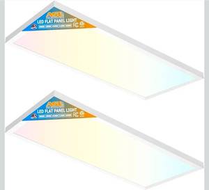 lot 19574 image: 1x2 FT LED Flat Panel Light Surface Mount, 24W 2880LM 5CCT 3000K-6000K Selectable, Dimmable Edge-Lit Ceiling Light Fixtures, Flush Mount for Kitchen Garage, White 2-Pack - Retail $79