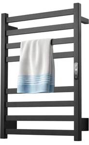 lot 19583 image: Towel Warmer Matte Black Heated Towel Rack for Bathroom Wall Mounted Electric Towel Dryer Rack with Temperature Control and 24 Timer Plug-inHardwired - Retail $188