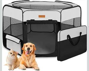 lot 19592 image: Dog Playpen, Portable Pet Play Pen for Cat, Puppies, Rabbits, Chickens, Foldable Large-Capacity Pet Tent for IndoorOutdoor Travel Camping - Medium - Retail $52