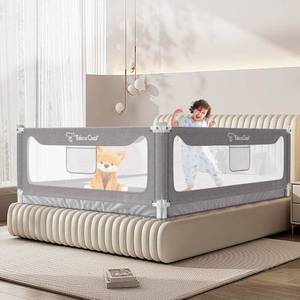 lot 19624 image: Bed Rail for Toddlers, Stable Protective Bed Side Rails, Baby Bedrail Guard for Twin Full Queen & King Size Bed - Retail $119