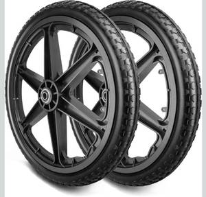 lot 19625 image: 20x1.95 Rim Flat Free Cart Tire Assembly for Rubbermaid Garden Yard Cart, Garden Cart Wheels 20 inch with 58 Bearing Replacement for Wheelbarrow, Garden Trailers, Roofing Equipment - Retail $54