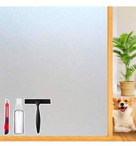 lot 19636 image: Frosted Glass Window Privacy Film Decorative with Tools, 2 Way Frosting Privacy Film for Home, Static Cling Tint for Home Anti-UV, Covering Clings 35.4 by 78.74 - Retail $32