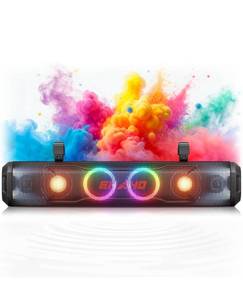lot 19637 image: 26 Inch 6 Speaker UTV Sound Bar, Bluetooth Golf Cart Speakers Color Changing RGB & Strobe Light IP66 Waterproof ATV Speaker System, SXS SoundBar Compatible with Polaris RZR CFmoto Can-Am - Retail $199