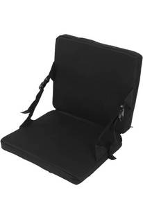 lot 19650 image: Outdoor Folding Chair Cushion, Black Zippered Pocket Chair Cushion, Portable Handle Adjustable Floor Chair, Bleacher Chairs With Back And Cushion, For Stadium Camping Travel 2 Pack - Retail $52