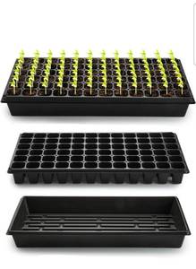 lot 19651 image: 10 Pack 1020 Trays No Holes and 10 Pack 72 Cell Seed Starter Tray, 20 x 10 - Heavy Duty Reusable Plastic Seed Starter Kit for Microgreens, Seed Germination & Plant Propagation (10 Sets) - Retail $65