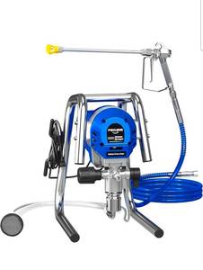 lot 19652 image: 1200W Airless Paint Sprayer, 3300PSI High Efficiency Electric Paint Sprayer with Extension Rod, Thinning-Free Stand Airless Sprayer for Home Exterior and Interior, Garage, Deck, Furniture - Retail $179