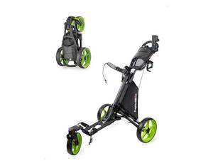 lot 19653 image: Caddytek CaddyLite ONE-Swivel V8 Golf Push Cart - Lightweight 3 Wheel Foldable Cart with One-Click Folding, 360° Swivel Front Wheel, Adjustable Handle, Cooler Basket, Umbrella & Drink Holder - Retail $235