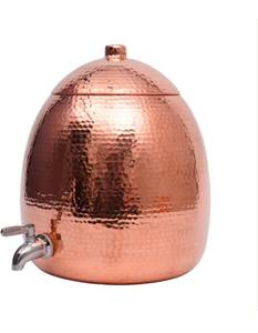 lot 19680 image: CUANVIL 2.5 Gallon Hand-Hammered100% Pure Copper Water Dispenser - AyurvedicUncoated Artisan Crafted, Mirror Polished for Home & Office Use - Retail $289