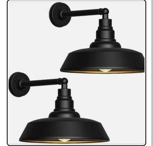 lot 19681 image: 18 Large Gooseneck Barn Light - Outdoor Barn Light is Made of Durable, Rust-Resistant Materials for Long-Lasting use, Black Industrial Lighting Fixture for Farmhouse Garage Patio, 2Pack - Retail $230