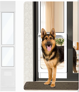 lot 19689 image: Homgava Large Dog Door for Sliding Glass Doors,No-Cut DIY Install Pet Door- Aluminum Frame& Panel & Lock, Adjustable Height 83-91 15, Suitable for Dogs Up to 105 lbs -White - Retail $199