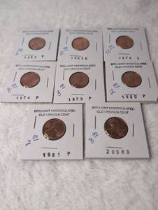 lot 102 image: Lincoln Cent Collection Brilliant Uncirculated Set - 8 Coins