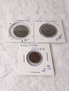 lot 109 image: European Coin Collection - Danish and Netherlands Currency - 3 Coins
