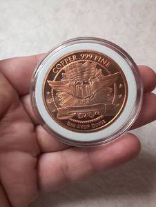 lot 111 image: Copper One AVDP Ounce Commemorative Round Eagle Design