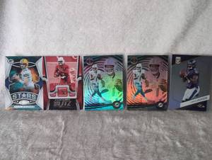 lot 1008 image: NFL Football Trading Card Collection Mixed Brands - 5 ct - Aaron Rodgers, Kyler Murray, Tua Tagovailoa, and Lamar Jackson