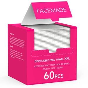lot 3723 image: FACEMADE 60 Count XXL Disposable Face Towels 12 x 12, 100% Biobased Face Towels Disposable, Clean Facial Towels for Makeup and Clean Skin, Super Soft and Thick Dry Wipes Club&nbsp