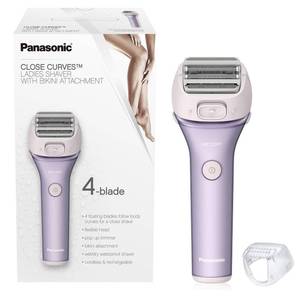 lot 3732 image: Panasonic Electric Shaver for Women, Cordless 4-Blade Shaver, Bikini Attachment, Pop-Up Trimmer, Wet Dry Operation, Electric Razors for Women - ES-AWL8AV (Purple) - Retail $33