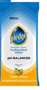 lot 3735 image: Pledge Multisurface Cleaning Wipes, pH Balanced, Fresh Citrus, 25 Count