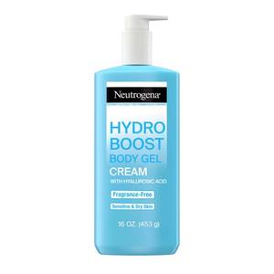 lot 3756 image: Neutrogena Hydro Boost Body Moisturizing Gel Cream with Hyaluronic Acid, Non-Greasy & Fast Absorbing, Lightweight Hydrating Body Lotion for Normal to Dry Skin, Fragrance-Free, 16 oz - Retail $12