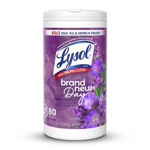 lot 3765 image: Lysol Disinfectant Wipes, Multi-Surface Antibacterial Wipes For Disinfecting, Dorm Room Essentials, Cleaning Supplies for Home, Bathroom, Lavender &amp Cotton Blossom Scent, 80 Count&nbsp