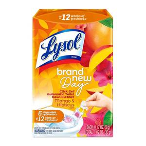 lot 3772 image: Lysol Click Gel Automatic Toilet Bowl Cleaner, Toilet Gel Stamp, Toilet Freshener, Bathroom Essentials, Refreshing Mango &amp Hibiscus Scent, 6 Count&nbsp