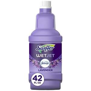 lot 3775 image: Swiffer Wet Jet Mop Refill Solution  Wood  Laminate  Tile  Floor Cleaner  Lavender  42.2 fl oz