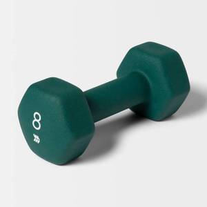 lot 3820 image: Dumbbell 8lbs Green - All In Motion PVC Coated, Iron Filled, Single Piece&nbsp