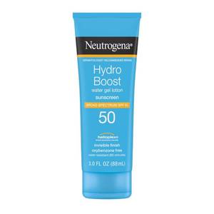 lot 3893 image: Neutrogena Hydro Boost Water Gel Sunscreen SPF 50, Oil Free Hydrating &amp Water Resistant Face &amp Body Sunscreen Lotion, Non Greasy, Broad Spectrum, Lightweight Moisturizer, 3 fl oz - Retail $12
