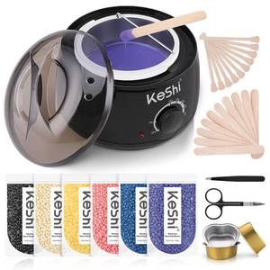 lot 3917 image: KeShi Waxing Kit, Painless Hair Removal Wax Warmer with 6 Bags Hard Wax Beans for Full Body, Legs, Face, Eyebrows &amp Bikini Ideal for Both Women &amp Men - Retail $23
