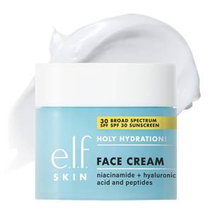 lot 3925 image: e.l.f. Holy Hydration Face Cream Broad Spectrum SPF 30 Sunscreen Moisturizer, Made with Hyaluronic Acid, Niacinamide & Peptides, Lightweight Daily Protection, 1.7 oz - Retail $14