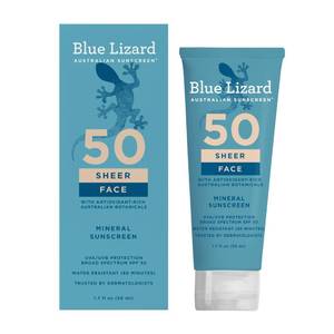 lot 3940 image: Blue Lizard Sheer Face Mineral SPF 50 Sunscreen Lotion, 100% Mineral Formula, Blue Light Protection, Lightweight, No White Cast, Nourishes and Hydrates, Paraben-Free, Fragrance-Free, 1.7 fl oz - Retail $17