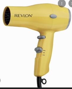 lot 3949 image: REVLON Compact Hair Dryer  1875W Lightweight Design, Perfect for Travel, (Yellow), Plastic - Retail $17