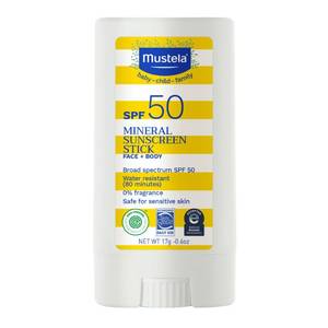 lot 3950 image: Mustela Baby Mineral Sunscreen Stick SPF 50 Broad Spectrum - Face & Body Sun Stick with 70% Organic Ingredients - Ultra Sheer, Water Resistant & Fragrance-Free - 0.6 oz. - Retail $15