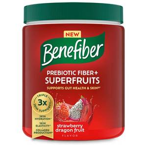 lot 3966 image: Benefiber Prebiotic GLP-1 Friendly Fiber  Superfruits Dietary Supplement, Strawberry Dragon Fruit Flavor, 8.8 oz (250g) - Retail $30
