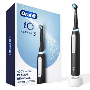 lot 3998 image: Oral-B Rechargeable Electric Toothbrush, iO3 Clean & Protect, 3 Cleaning Modes, Visual Pressure Sensor to Protect Gum, Black - Retail $70