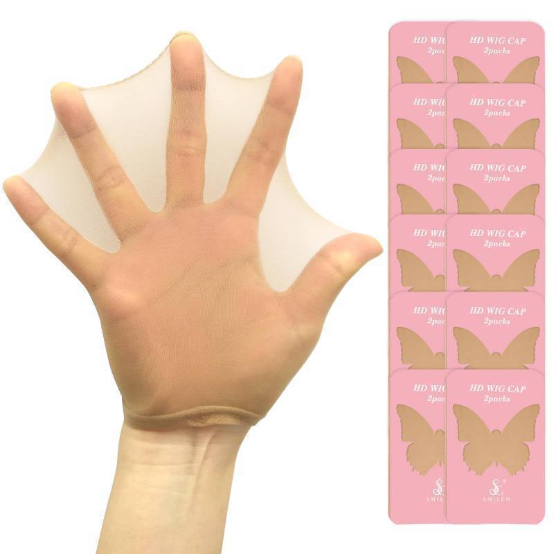 lot 15574 image: 11-Piece Nude Nylon HD Wig Cap - Ultra-Thin Stretchy Stocking Caps for Womens Wigs