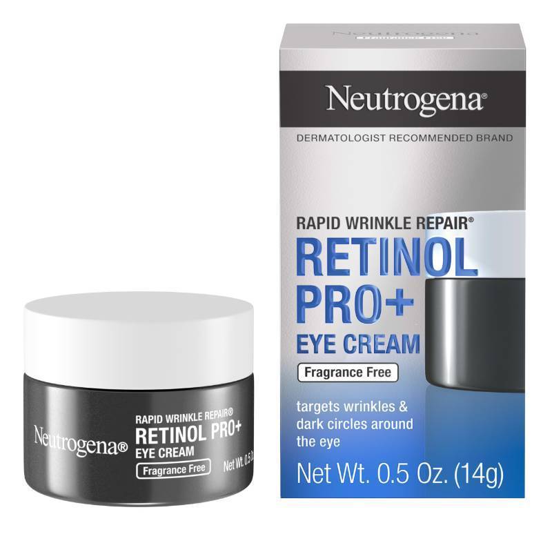 lot 56904 image: Neutrogena Rapid Wrinkle Repair Retinol Pro Anti-Wrinkle Eye Cream, Targeted Eye Cream for Wrinkles & Dark Circles, Formulated without Fragrance, Dyes, Phthalates, and Parabens, 0.5 oz - Retail $24