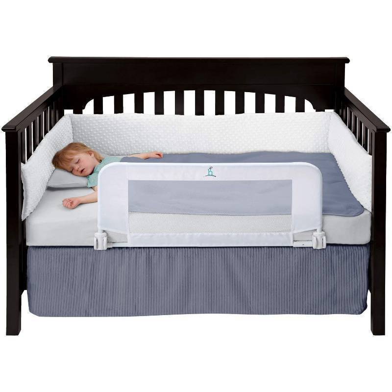 lot 25429 image: Convertible Crib Bed Rail for Toddlers, Crib Rail Guard with Reinforced Anchor Safety - Retail $37