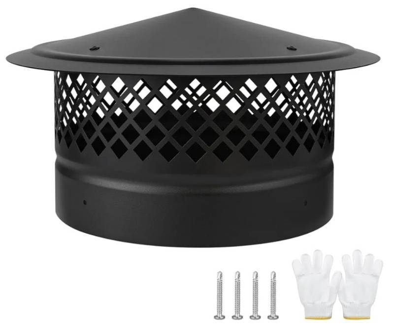 lot 26611 image: Cone Top Chimney Cap,10 Inch Round Chimney Cover with Screen, Roof Rain 10 Inch Stove Pipe Cap Topper Fireplace Exhaust Roof Vent Cover Outside-Galvanized Steel, Better Airflow Ventilation - Retail $57