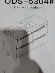 lot 5558 image: Modern  Bathroom Vanity 4 drawer Cabinet walnut.