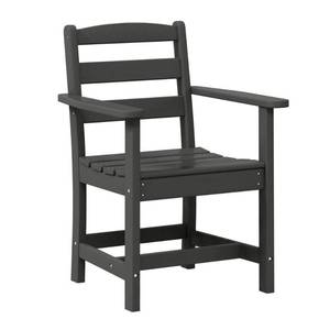 lot 5593 image: Shoreside All-Weather Plastic Outdoor Patio Dining Arm Chair, Gray