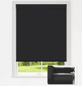 lot 5606 image: LazBlinds No Drill Blinds for Indoor Windows, Blackout Roller Shades, Cordless Window Blackout Blinds, Thermal Insulated Fabric UV Protection for Home and Office, 32.5 W x 48 H, Black