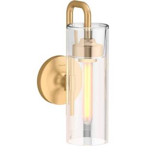 lot 5619 image: Purist 1 Light Brushed Moderne Brass Indoor Bathroom Wall Sconce, UL Listed